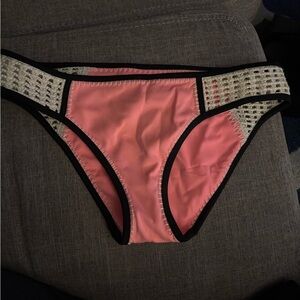 Victoria's Secret Peach and Black Swim Bottom
